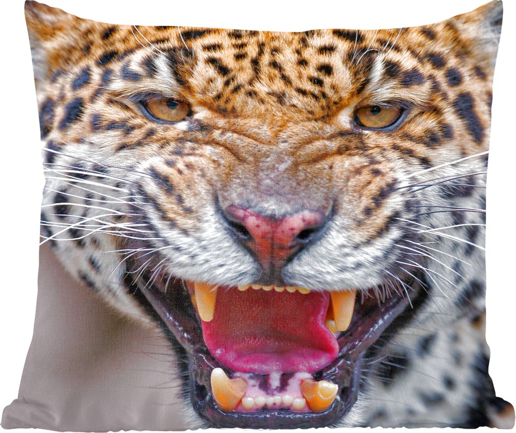 MuchoWow Zierkissen Sofakissen Wohnzimmer Dekokissen 50x50 cm Jaguar - Makro - Tier - Komfort - Sofakissen