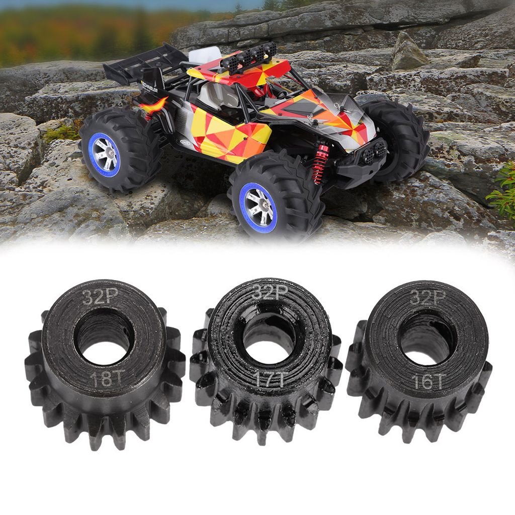 32DP ¢5mm Motor Ritzel Set, 13-15T 16-18T 19-21T, Robustes Metall für 1/8 RC Autos, Schwarz (16T 17T 18T)