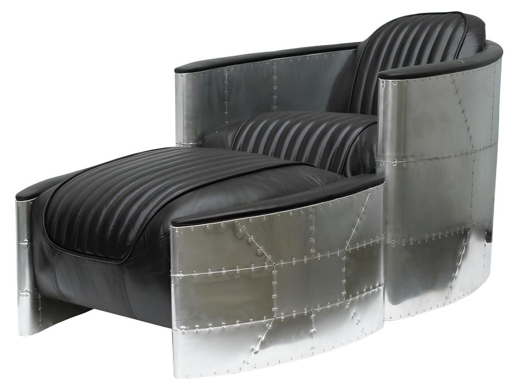 Sessel Hocker Vintage Leder Luxus Echtleder Retro Sessel Design Clubsessel Neu