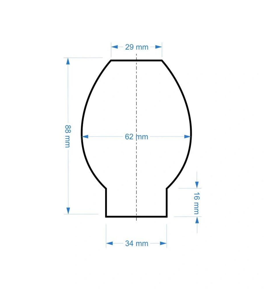 Szklany cylinder do lampy Ø 34/088 F50 – ręczna produkcja | Zdjęcie produktu 