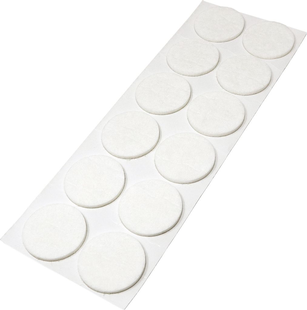 Adsamm | 12 x selbstklebende Filzgleiter / Weiß / Ø 40 mm / rund / Möbelgleiter aus Filz mit 3.5 mm Stärke