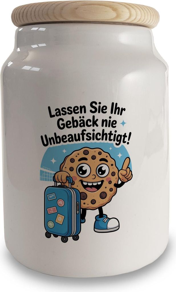 Keks mit Rollkoffer Keksdose - Lassen Sie Ihr Gebäck nie unbeaufsichtigt!