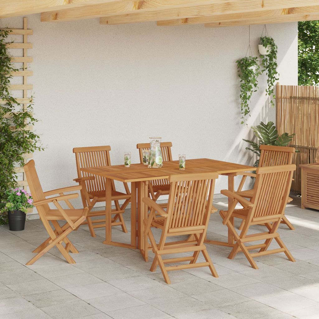 Möbel 7-teiliges Garten Essset aus massivem Holz Teak - Gartenstühle 3155339