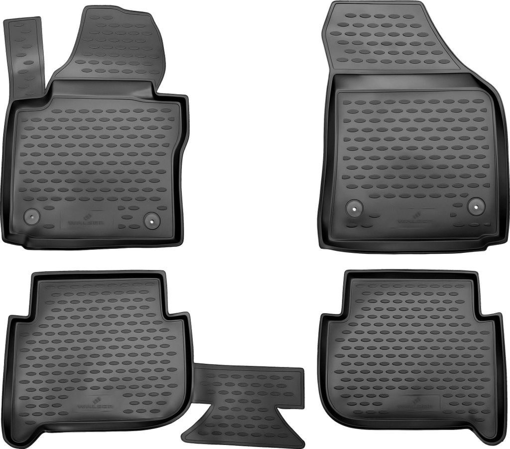 WALSER XTR Gummi Fussmatten Auto für VW Touran I, II, 5 Sitze, 2003 - 2015, 100% passgenaue Auto Fußmatten, robuste Universal Fußmatte Auto, Gum...