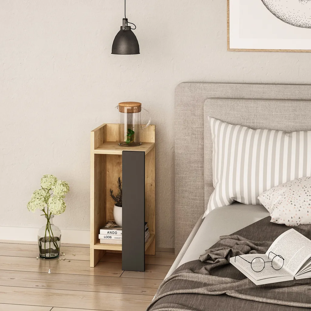 Table de chevet Elos left en chêne et anthracite Skye Decor 25x60x27cm