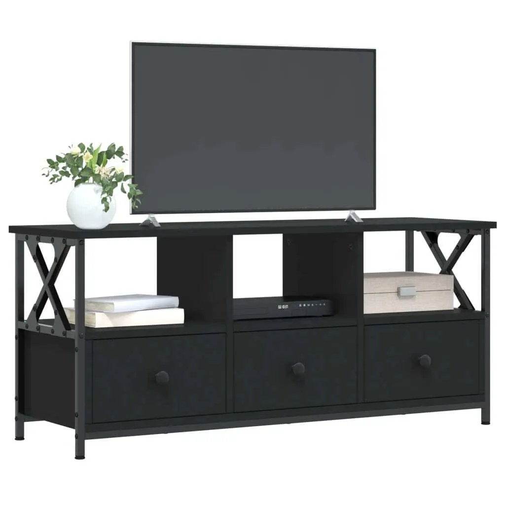 Meuble TV Industriel Noir 102 cm en Bois Composite et Métal Stabli