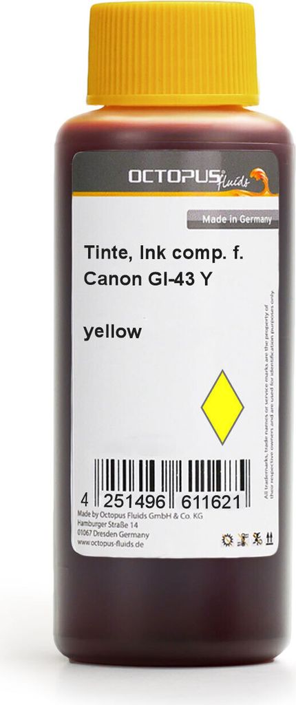 Nachfülltinte für Canon GI-43 Y Pixma G 540, G 640 MegaTank yellow 250 ml