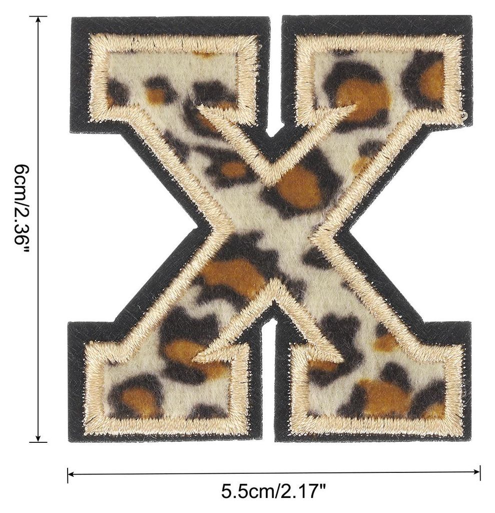 3 Stš¹ck Buchstaben zum Aufbš¹geln, 6 cm Leopard Selbstklebende Chenille Buchstaben X mit schwarzem Rand,Gestickter Patch zum Aufbš¹geln fš...