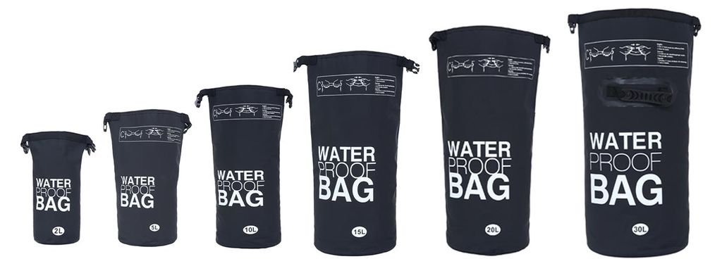 DonDon wasserdichter Outdoor Dry Bag Trockentasche mit Riemen - schwarz 10 Liter