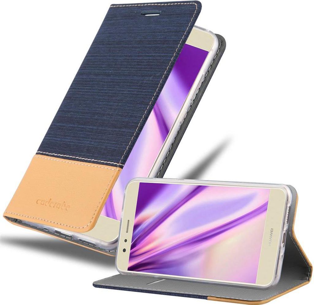 Cadorabo Hülle für Huawei P10 LITE Schutzhülle in Blau Handy Hülle Etui Book Case Cover