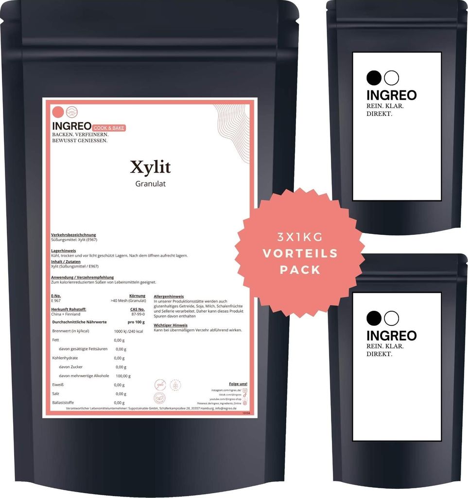 Xylit  Granulat (<40 Mesh) – 3kg (3X1kg) Produktbild 