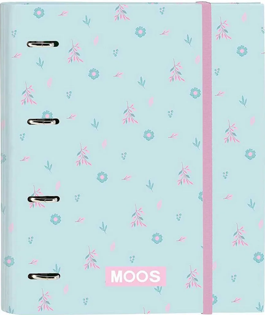 Classeur rigide turquoise 27x32 cm Moos Garden avec mécanisme à anneaux