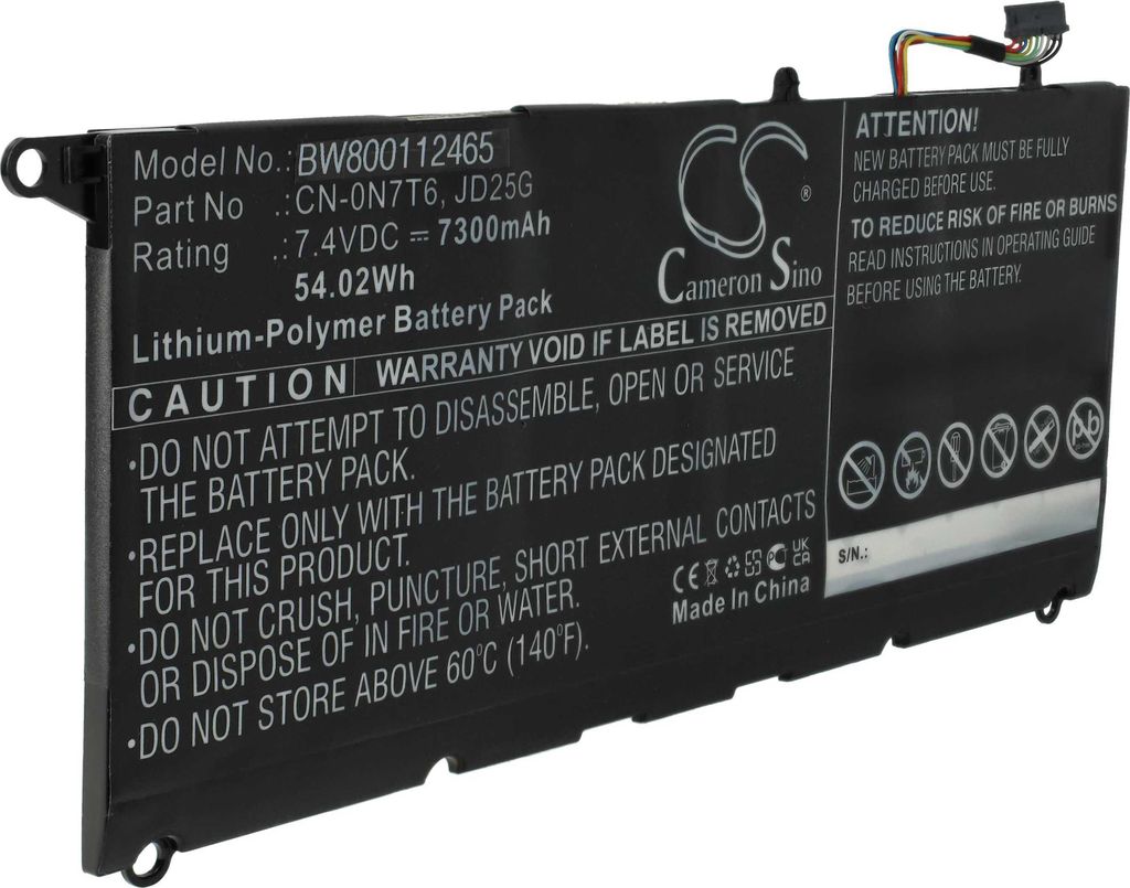 vhbw Akku kompatibel mit Dell XPS 13-9350-D3708, 13-9350-D3708G, 13-9350-D3608G, 13-9350-D2808TG Notebook (7300 mAh, 7,4 V, Li-Polymer)