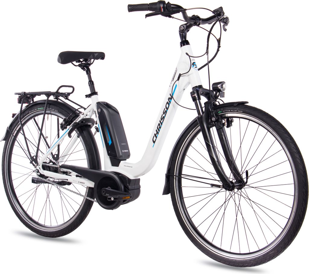28 Zoll E-Citybike Damenrad CHRISSON E-CASSIOPEA 7 Gang Shimano Nexus weiß matt BOSCH Active Line Powerpack 400