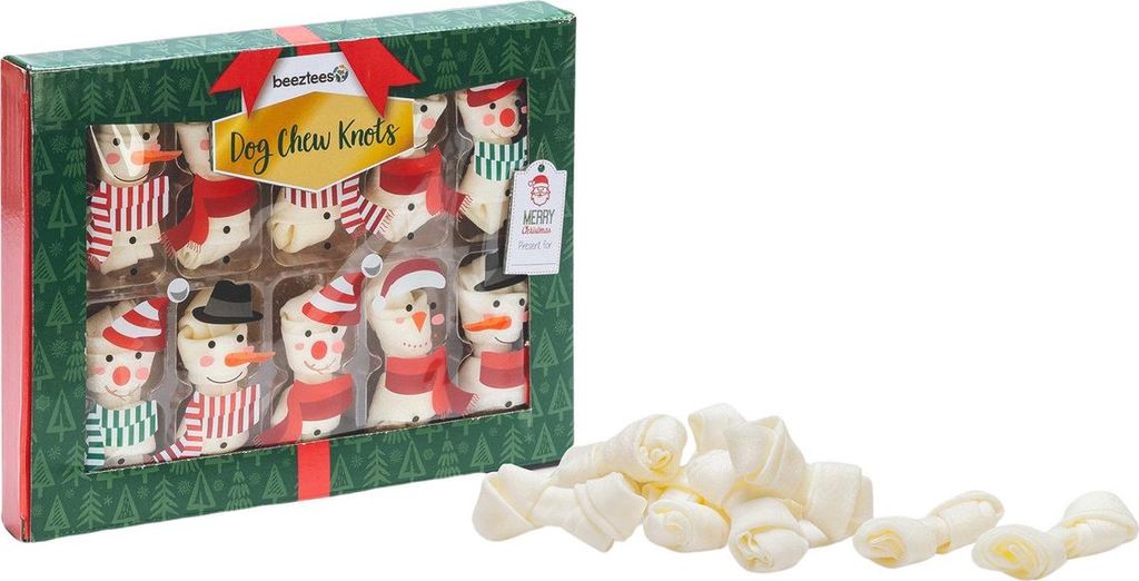 Beeztees Hundesnack X-Mas Schneemann Kauknoten - 10 Stück
