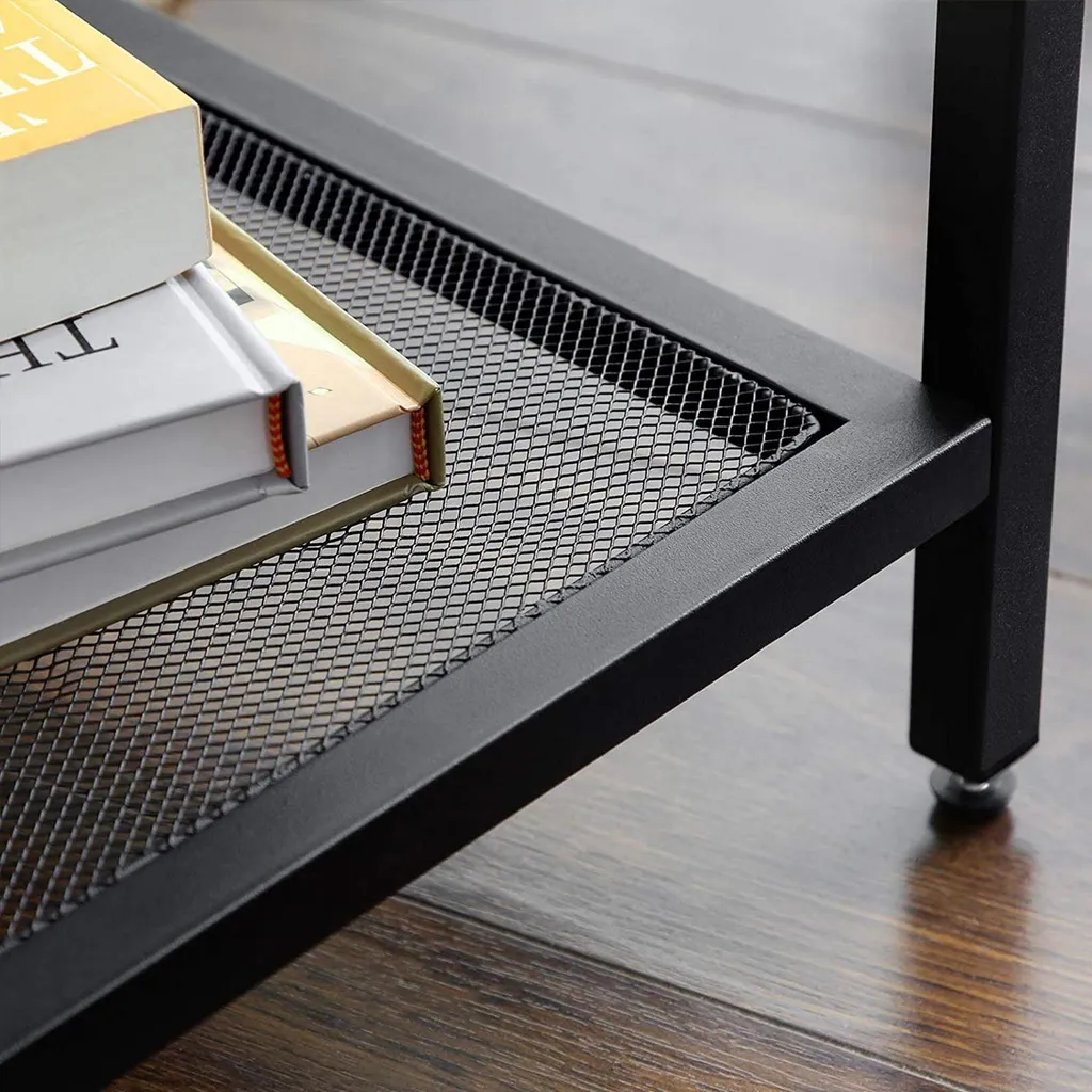 Table d'appoint avec tablette grillagée robuste pour salon ou chambre