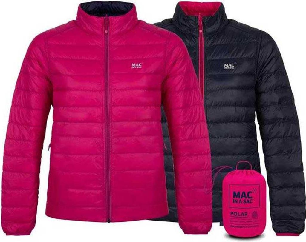 Mac in a Sac Polar II, Windbreaker-Mantel, Weiblich, Erwachsener, 2 Taschen, Nylon, Schwarz, Pink