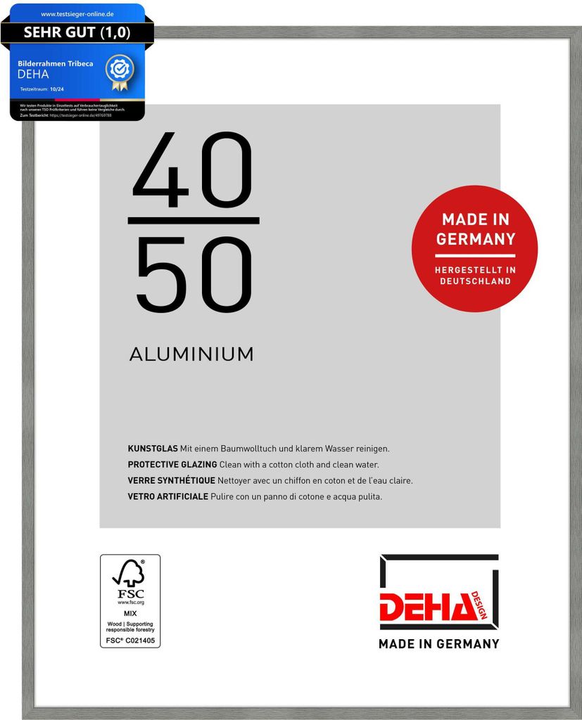 DEHA Design Aluminium Bilderrahmen Tribeca, 40x50 cm, Produktbild 
