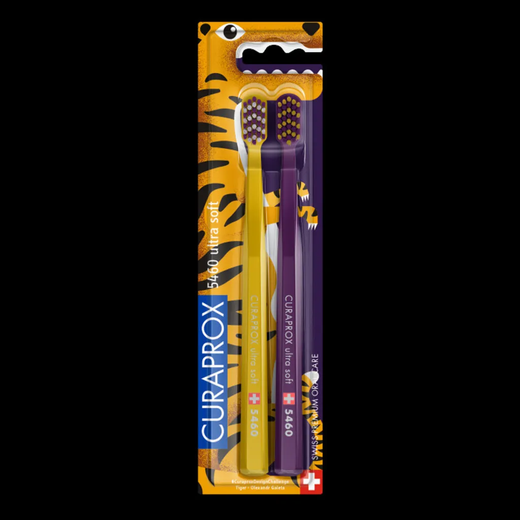 Curaprox Duo 5460 Brosse à dents Ultra Soft Tigre - Anti-plaque/douce