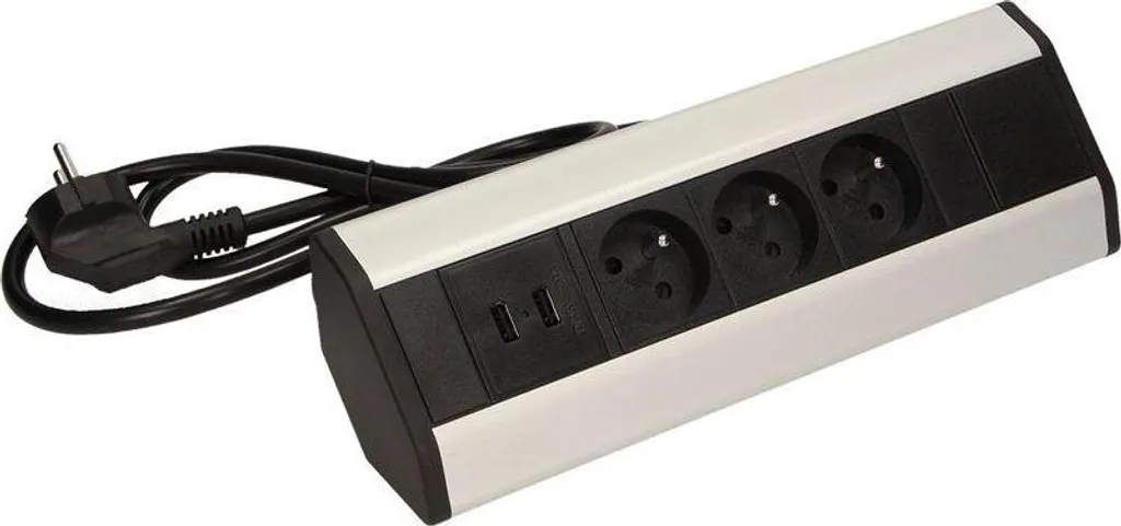 Multiprise d'angle design avec câble 1.8m et double chargeur USB intégré - 3