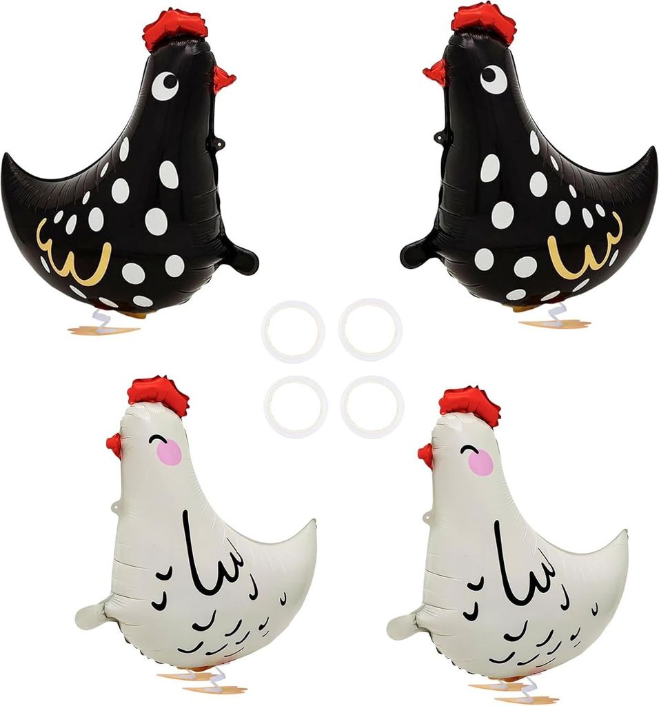 4 Stück Folienballons Hahn - Ballons Geburtstag Huhn - Folienballons Schwimmtiere Huhn - Perfekt für die Dekoration von Kindergeburtstagen zum Th...