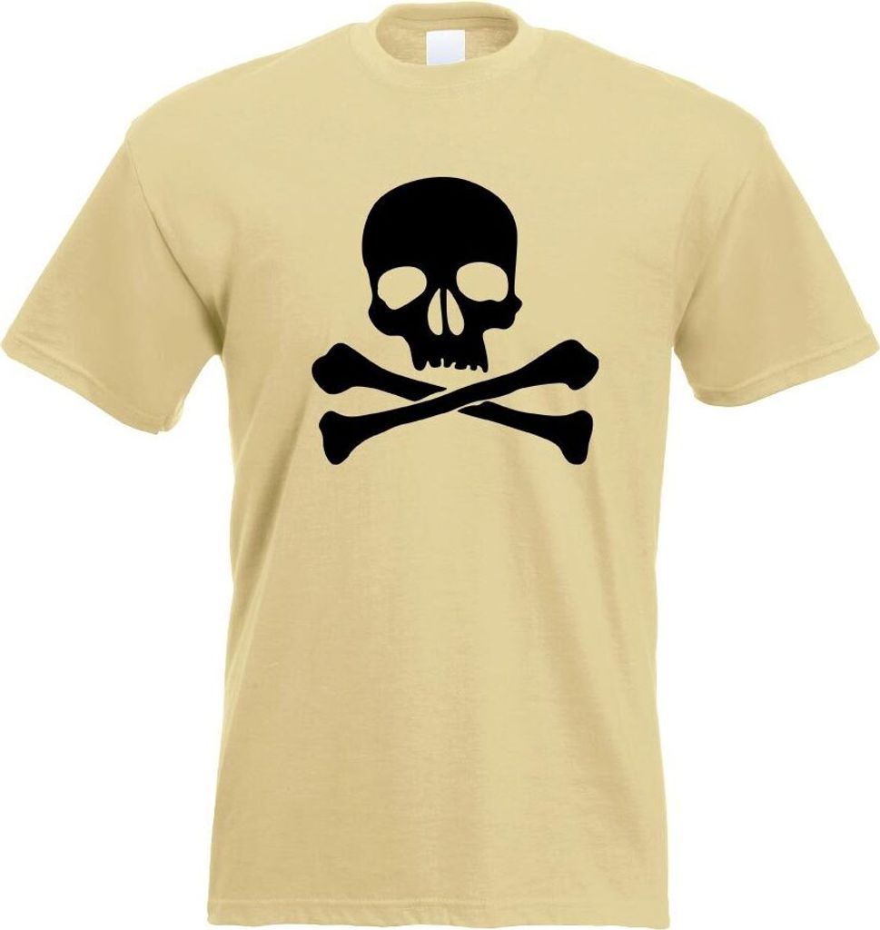 Kiwistar - T-Shirt - Khaki - Totenkopf - Todessymbol - Piraten Motiv Bedruckt Funshirt Design Print - mit Motiv Bedruckt - Funshirt Design - Sport ...