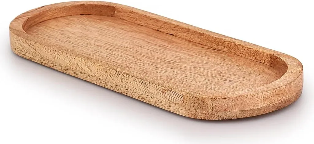 Plateaux de service ovales en bois massif pour sushis et snacks - 3 pcs