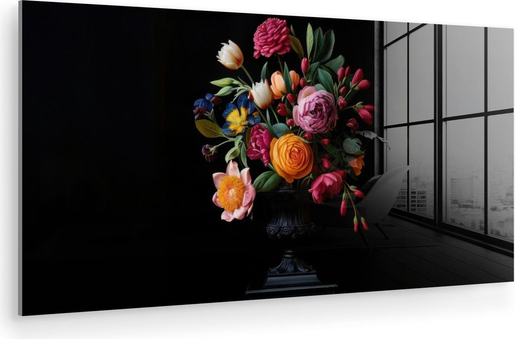 MuchoWow Glasbilder - Bilder auf Wandbild - Foto auf Glas Blumenstrauß - Romantisch - Farbenfroh 80x40 cm Wanddekoration aus Glas - Acrylglasbild ...