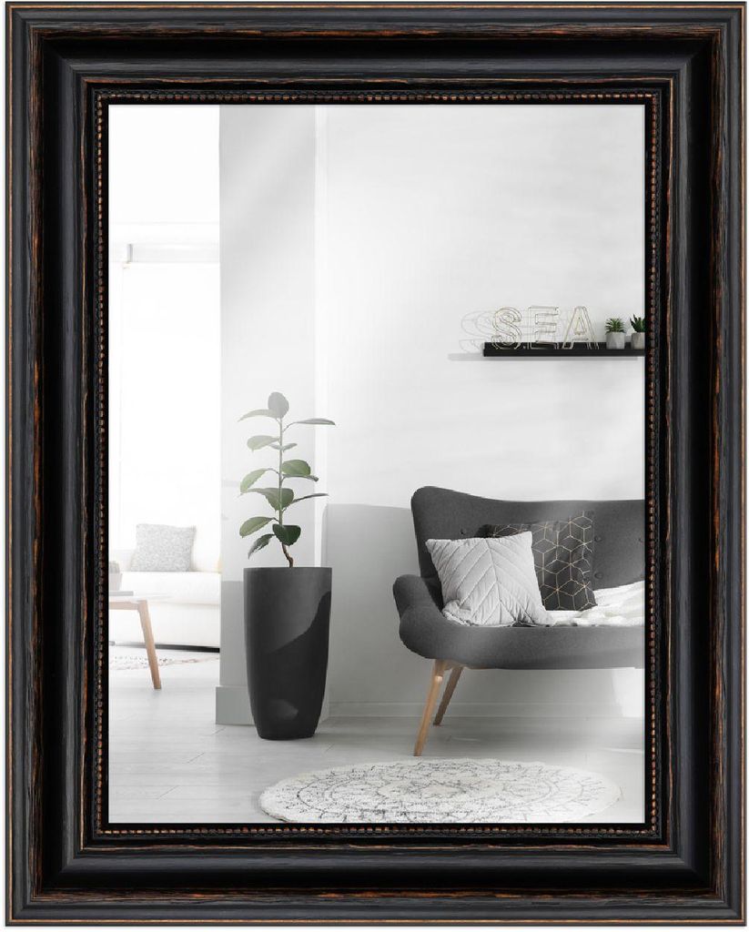 MendeFrames Wandspiegel H550 Antik schwarz 50x65 cm
