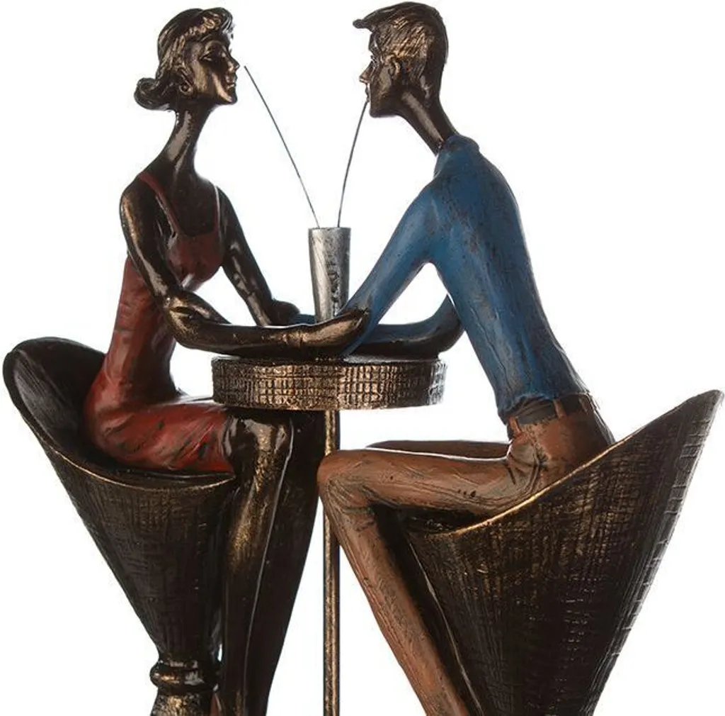 Décoration de Table Romantique : Sculpture Couple Gilde Bronze 21x25cm