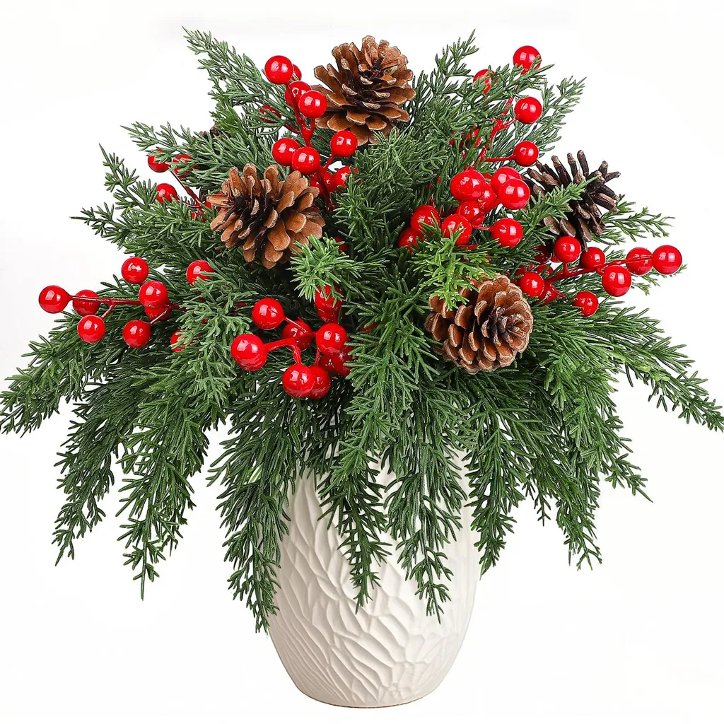 Décoration Sapin de Noël : Lot 80 Baies et Pommes de Pin Prêtes à Poser
