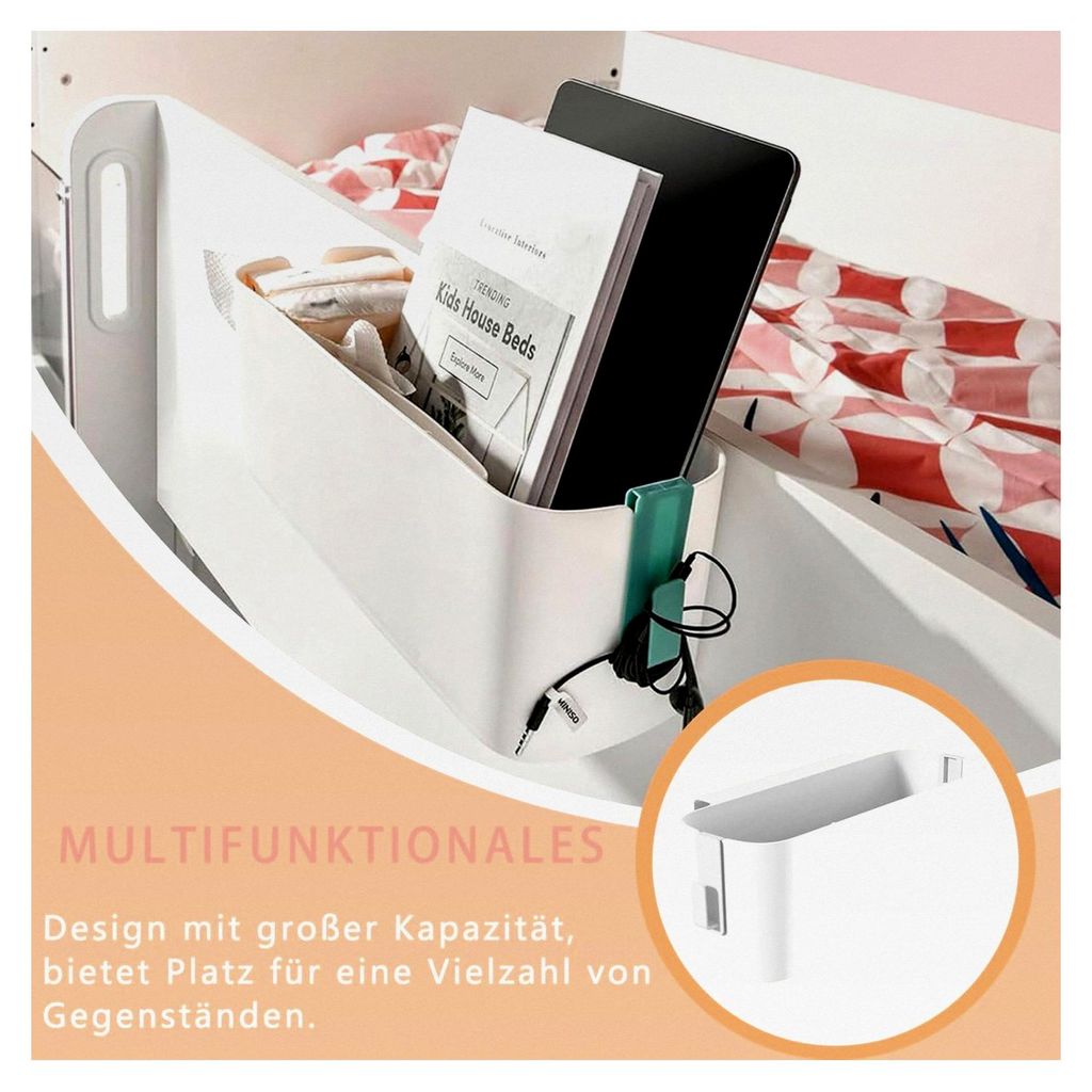 2er Set Bettablage zum Einhängen, Hängebett Organizer Aufbewahrungskorb mit 2 abnehmbaren Haken für Büro, Schule, Zuhause, Wohnheim, Etagenbett