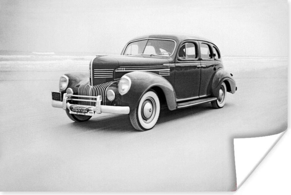 MuchoWow Poster Oldtimer in Schwarz-Weiß-Bild 120x80 cm - Bilder