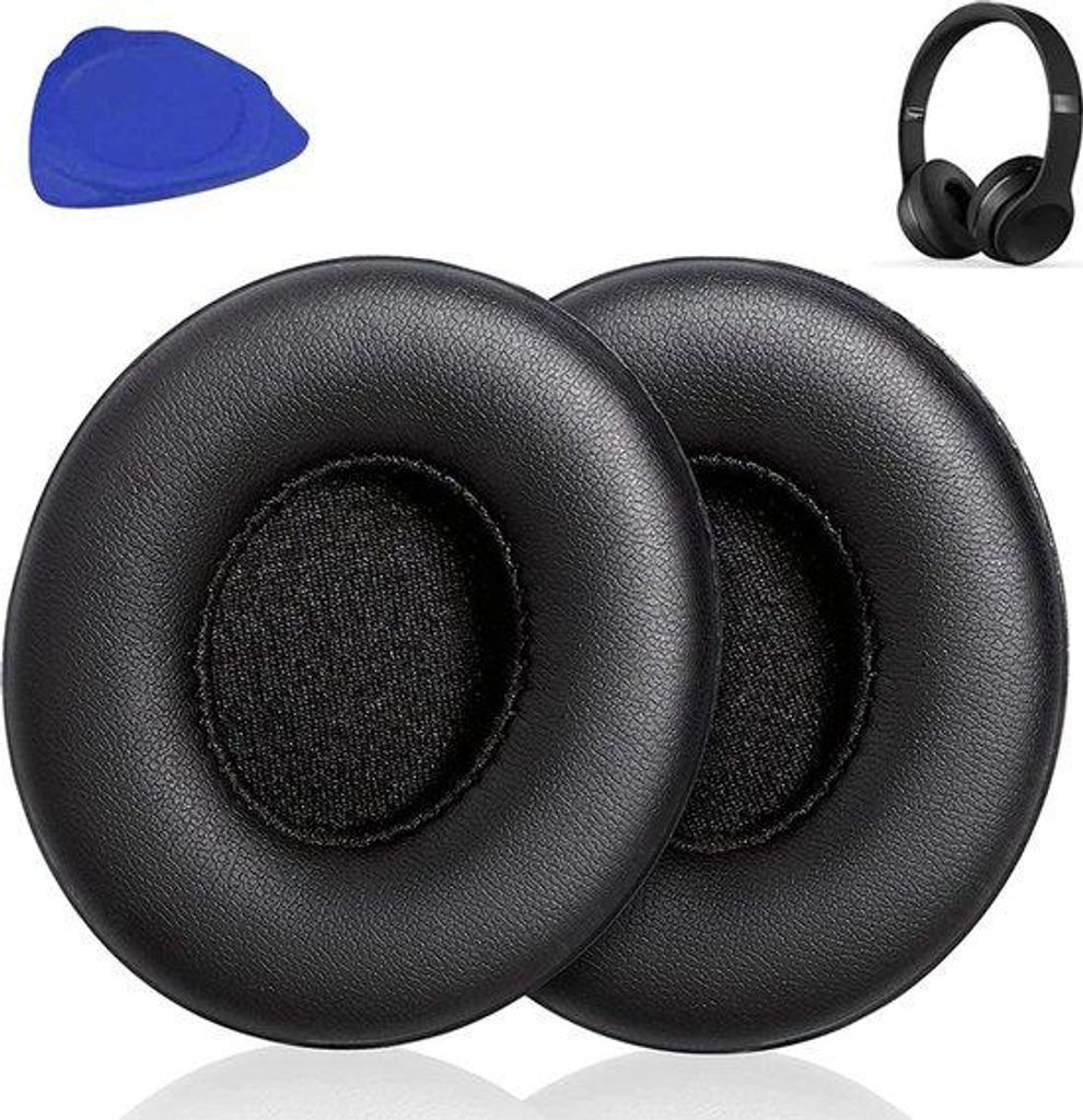 Ersatz-Ohrhüllen für drahtlose On-Ear-Kopfhörer, geeignet für Beats Solo 2 & Solo 3, schwarz, weiches Proteinklebermaterial.
