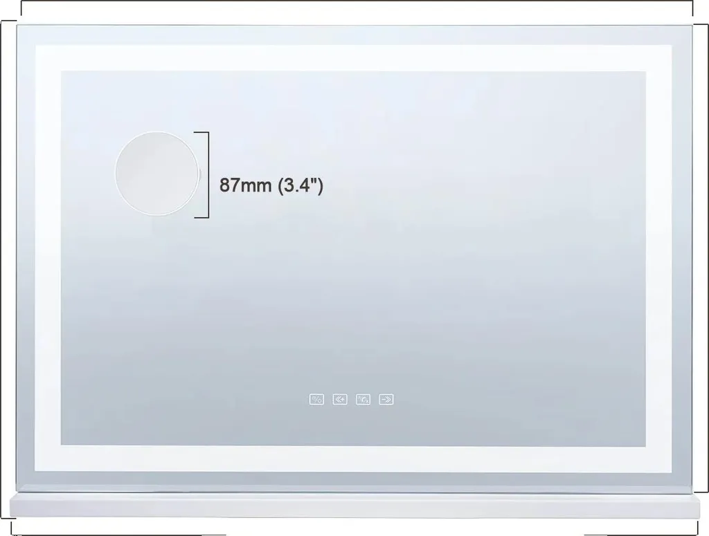 Miroir de coiffeuse Bluetooth 80x55cm, lumière réglable et loupe 5x