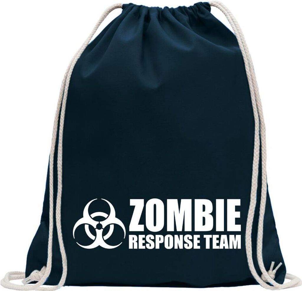 Kiwistar - Turnbeutel - dunkelblau - Zombie Response Team - Fun Rucksack Sport Beutel Gymsack Baumwolle mit Ziehgurt