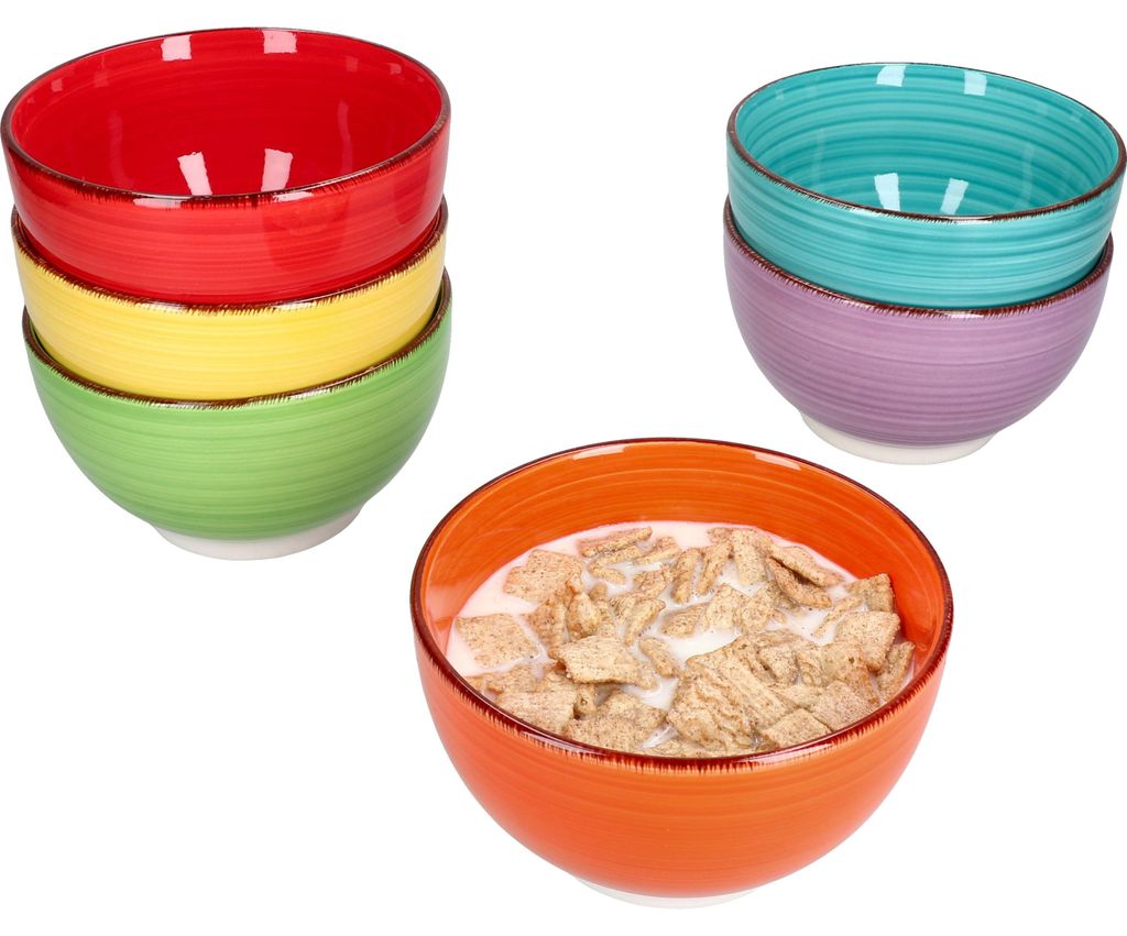 6tlg Müsli-Schalenset Uni bunt Servier-Schüssel 650ml