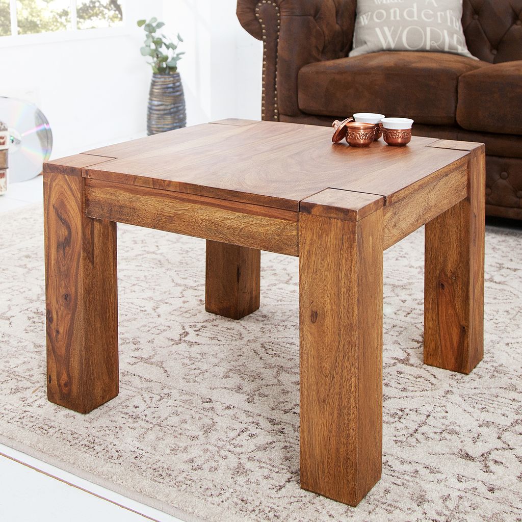 riess-ambiente Massivholz Couchtisch MAKASSAR 60cm braun Sheesham stone finish einzigartige Maserung