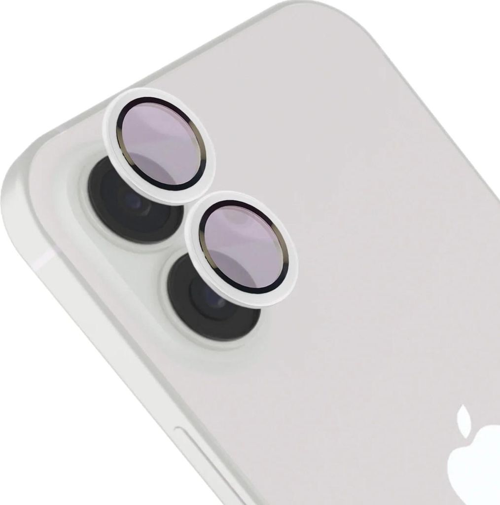 Glas für die Kamera mit Applikator für iPhone 17, Bizon Glass Snap Lens, 1 Set, Weißer Rahmen