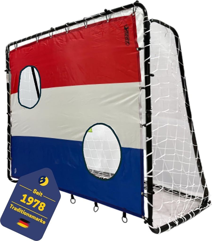 Fußballtor-Set 213 x 152 x 76 cm in Schwarz mit Torwand "Niederlande"