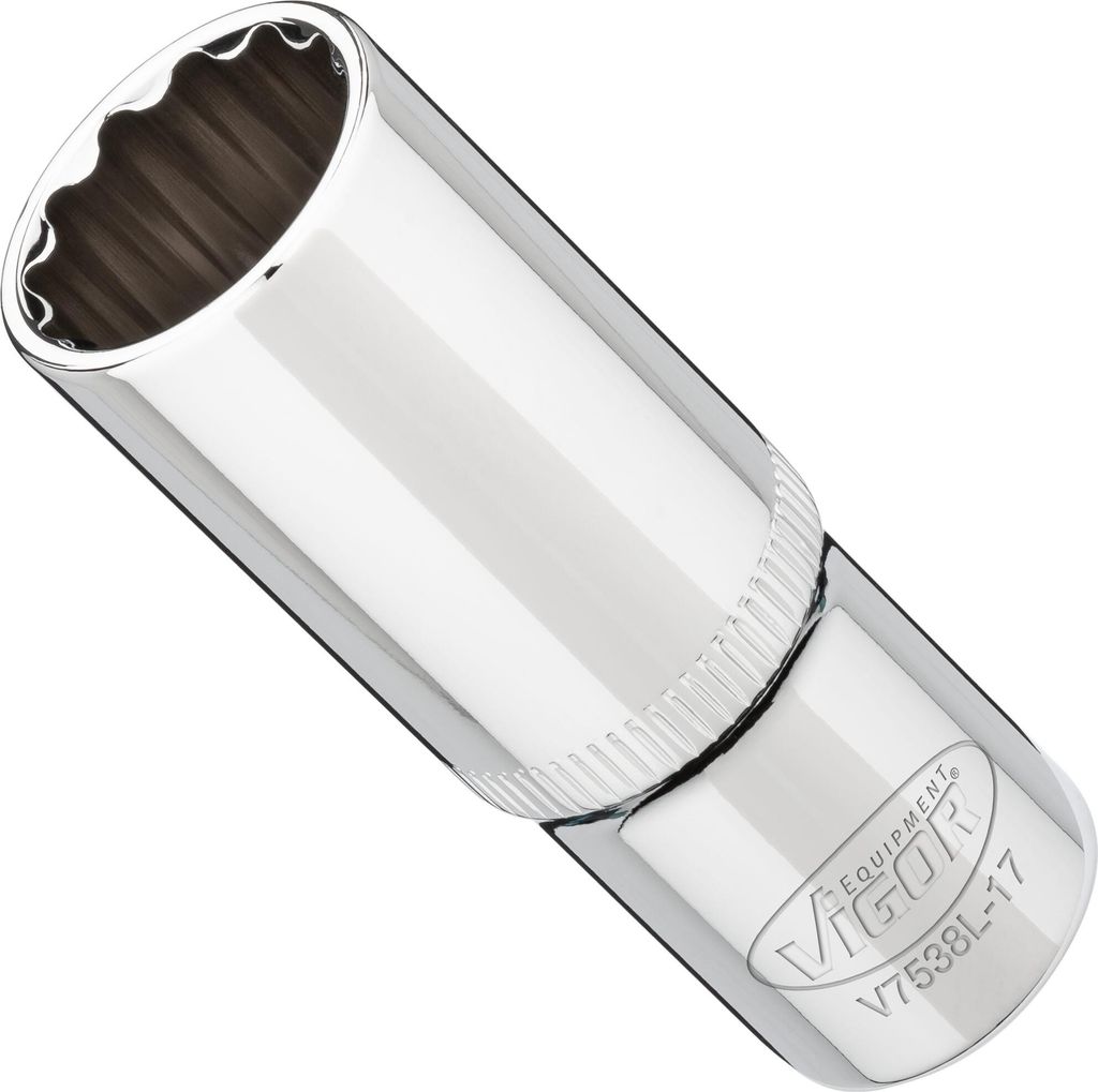 VIGOR Steckschlüsseleinsatz, lang, 3/8 (10 mm) Vierkant hohl, Außen Doppelsechskant Profil, SW 17 mm