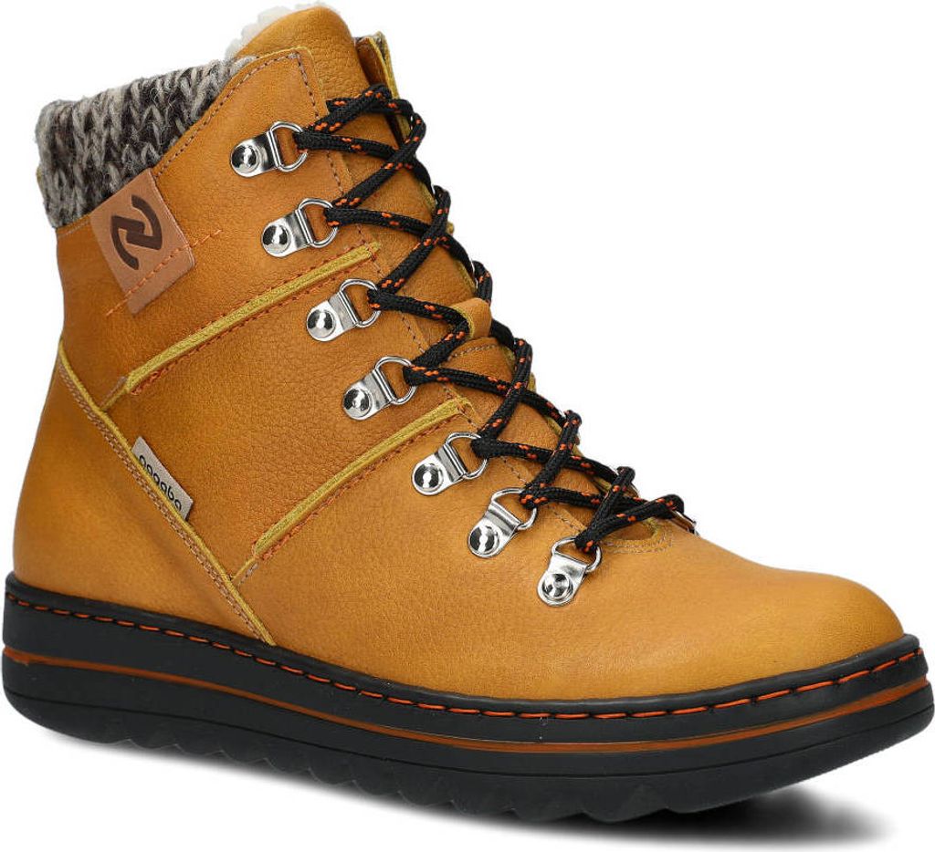 NAGABA Winter Lederschuhe Damen Winterschuhe Wanderschuhe Gelb, 36