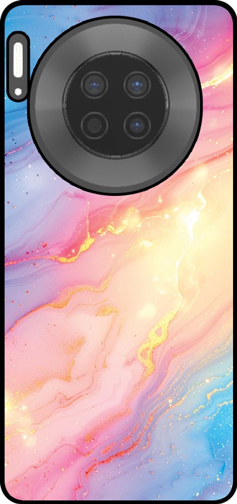 Smartphonica Handyhülle geeignet für Huawei Mate 30 mit Regenbogen Glitter Marmor Print - TPU Backcover Case Regenbogen Glitter Marmor Design