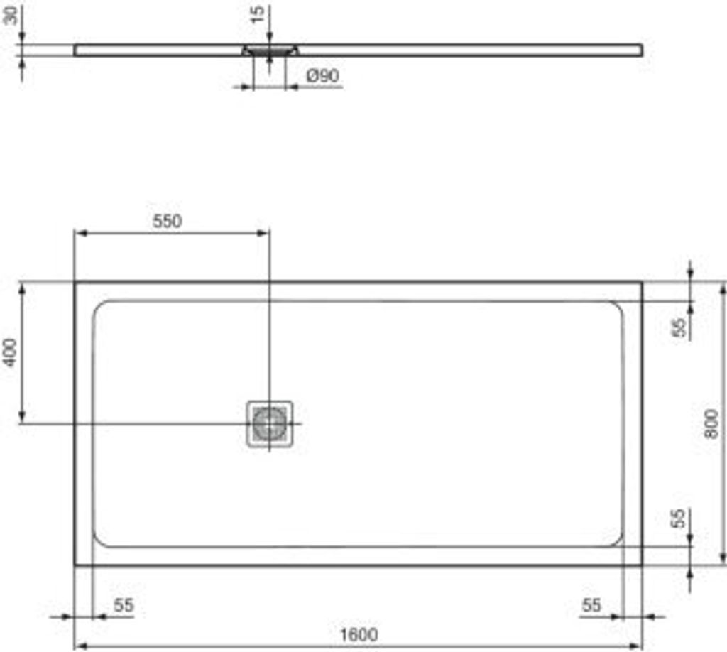 IDEAL STANDARD T5602FR Rechteck-Brausewanne Ultra Flat S +