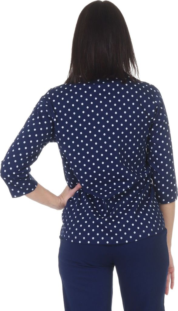 Damen langarm Schlafanzug Oberteil Pyjama Mix & Match – ideal zu kombinieren ; punkte_marine , 36