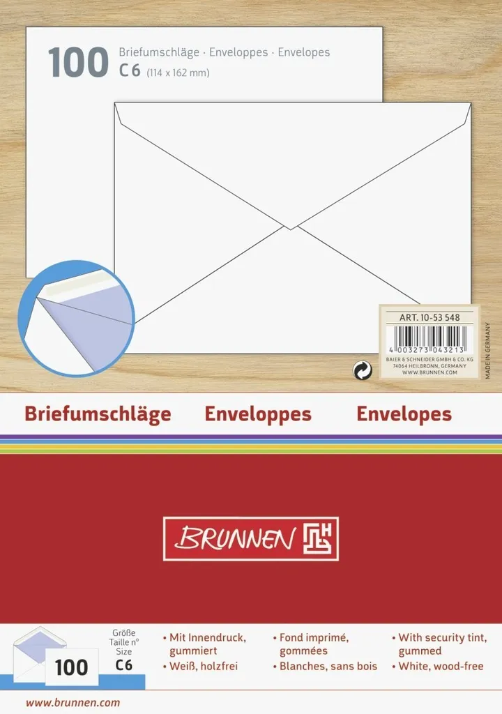 Enveloppes C6 blanches opaques 100 pièces pour envois confidentiels