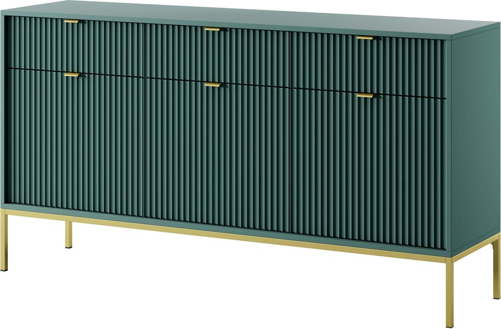 FURNLUX Anrichte Avon Grün Und Gold 154cm / Hauptfarbe: Grün / Abmessungen: 154 x 83 x 39 cm