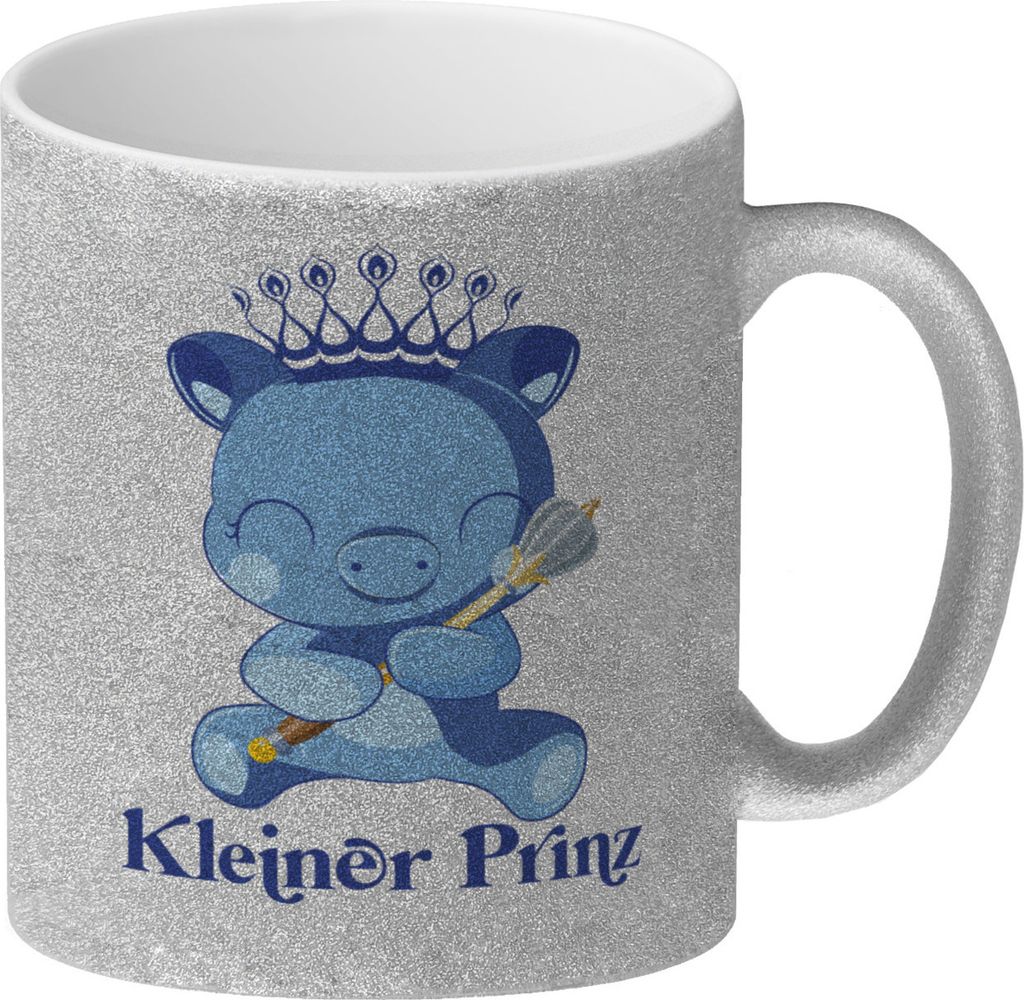 Kleiner Prinz Glitzer-Kaffeebecher mit niedlichem Produktbild 