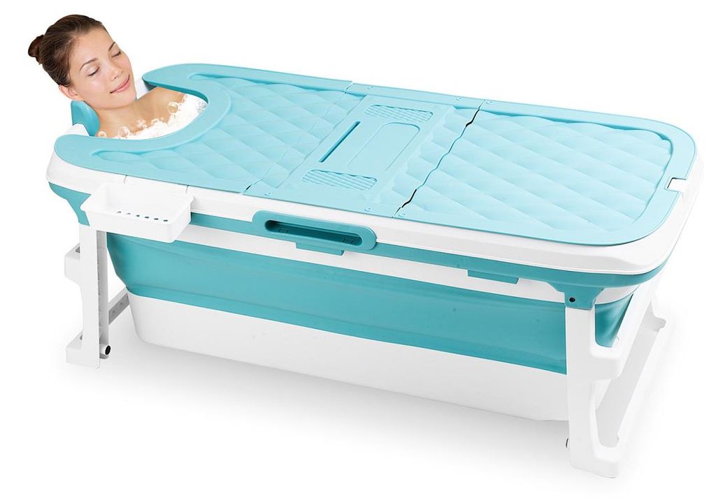 Vigevee Faltbare Badewanne 149x60x50cm XXL Blau aus PP- und Produktbild 