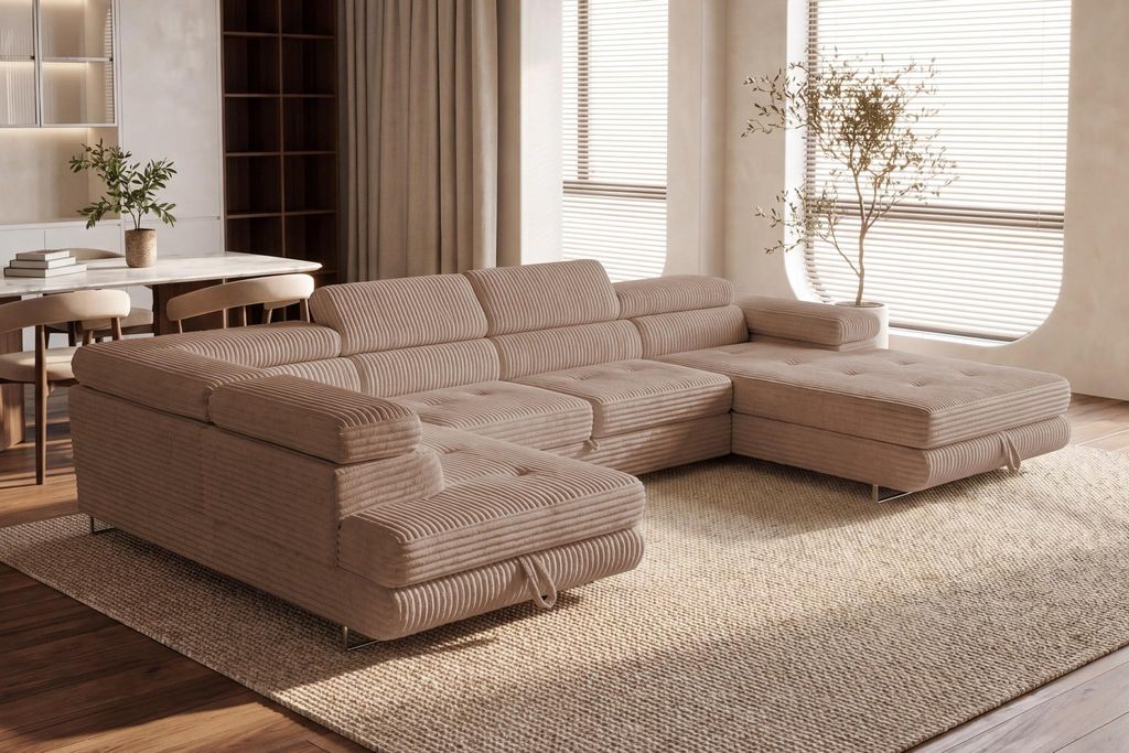 Wohnlandschaft Cordo U-Form XXL 345 cm Schlaffunktion 2 Produktbild 